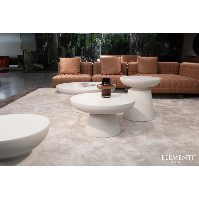 KYLIX Side Table Small Concrete Round End Table 35 x 35 x 47 cm, White