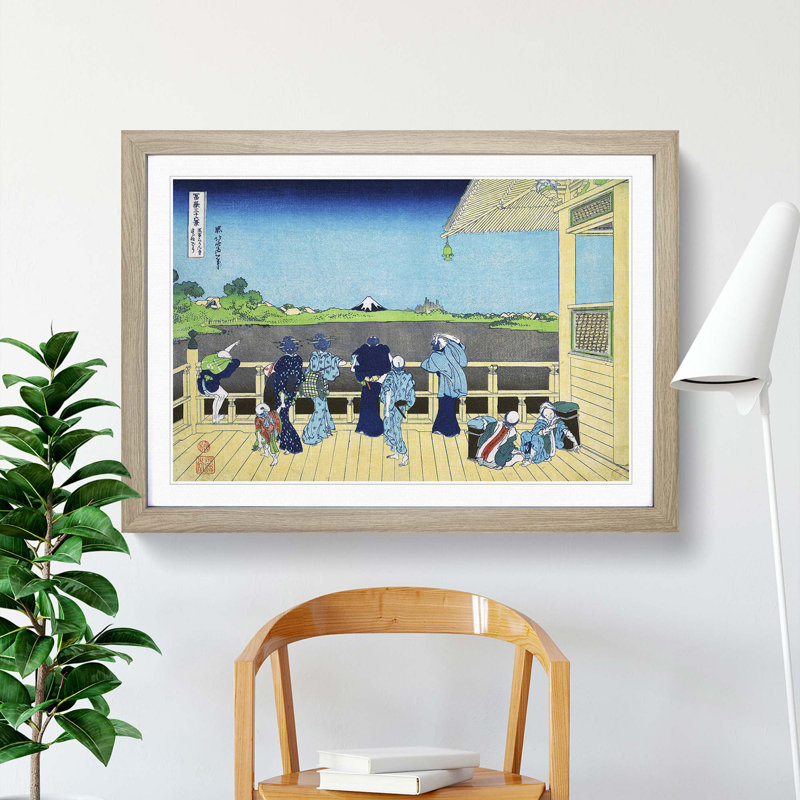 View of Mt. Fuji from Sazai Hall by Katsushika Hokusai - Picture Frame Painting Print, Oak Framed, 27cm H x 36cm W x 2cm D