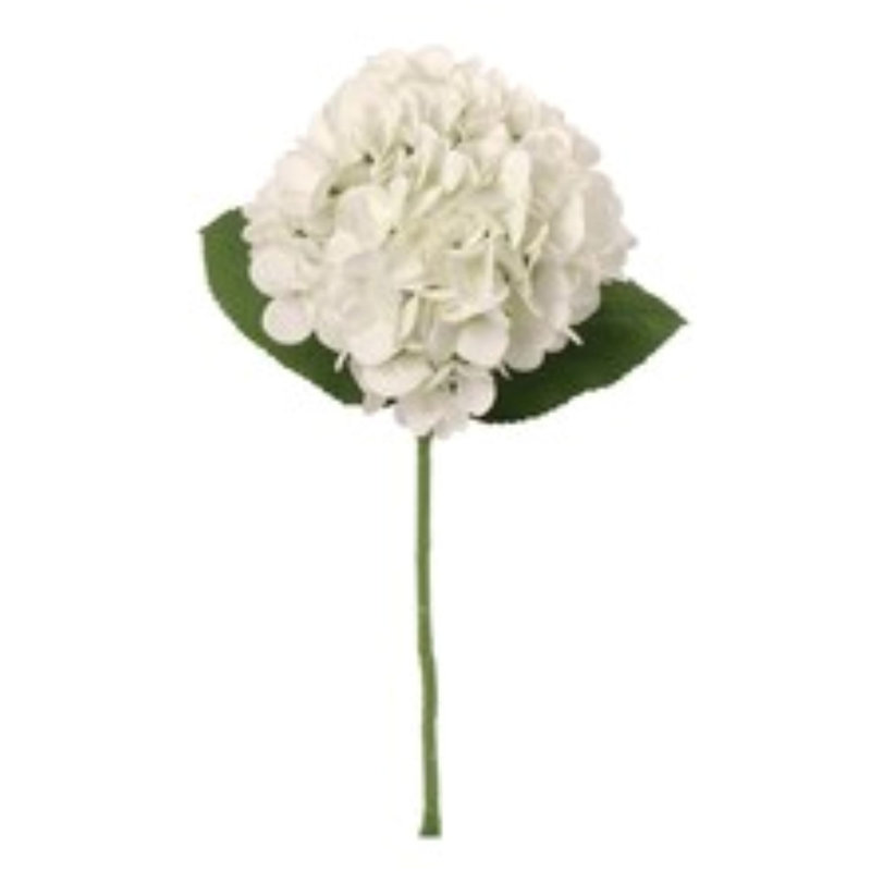 White 18 inch Hydrangea Stem - 6 Pack, Faux Floral for Vase Arrangements and Home Decor