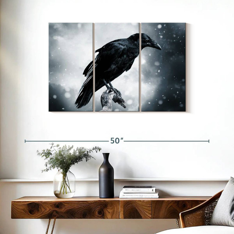Brampt Black Raven Bird, 24" H x 38" W