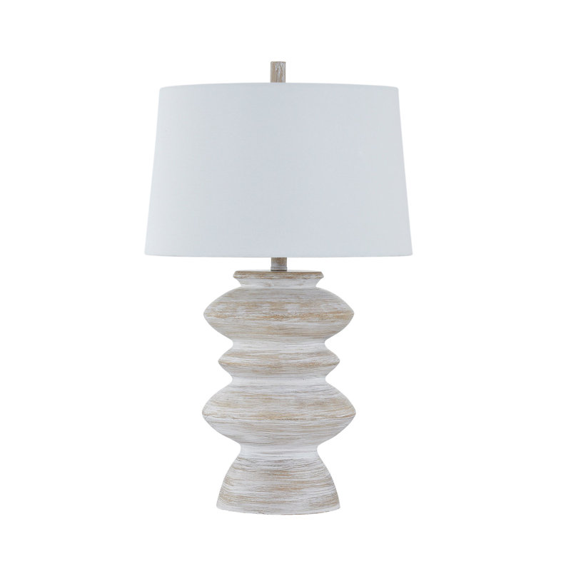 Lampe de table 29 po avec abat-jour en lin Ifeyinwa, blanc délavé