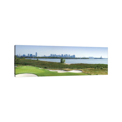 Liberty National Golf Club With Lower Manhattan And Statue Of Liberty In The Background, Jersey City, New Jersey, USA 2010 by Panoramic Images - Wrapped Canvas Panoramic Gallery-Wrapped Canvas Giclée