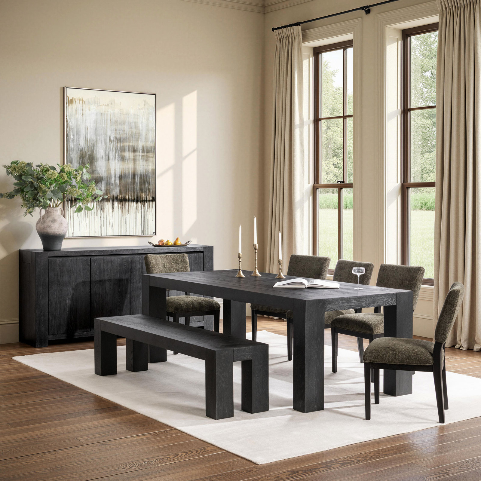 Elise 89" Dining Table, Onyx Haze