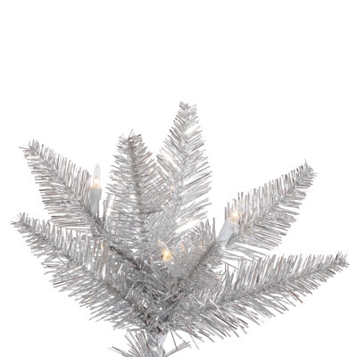 Silver Tinsel Fir Slim Artificial Christmas Tree