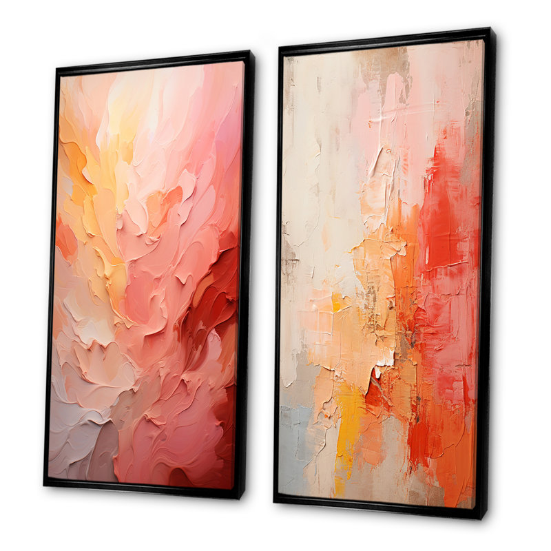 Gradient Grace Artistry - ensemble de 2 reproductions d'art sur toile abstraites, Cadre flottant noir, H 28 po x l 25 po