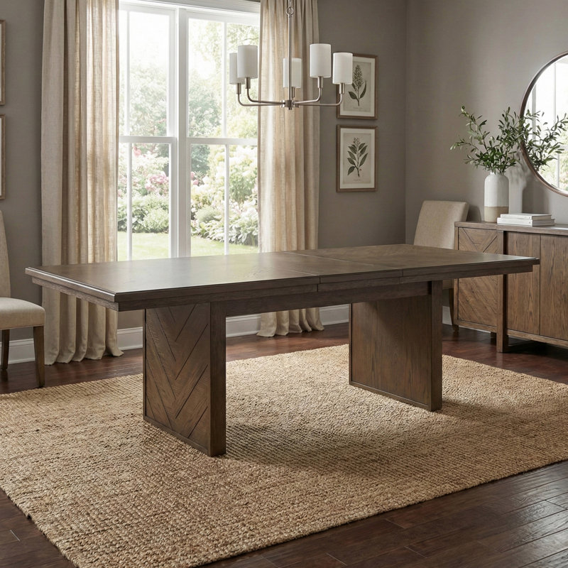 Table de salle à manger extensible Gamino, Brun