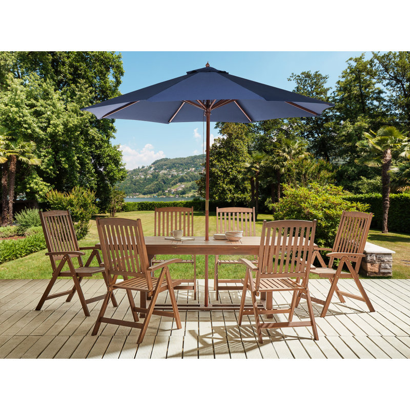 Dewaine 6 - Person Patio Dining Set with Rectangular Table, Blue