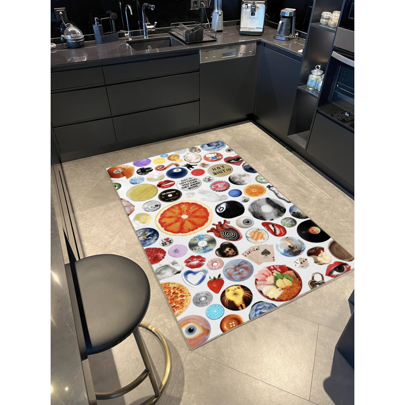 Mira Beige Themed Multi-Colored Retro Mixed Shape Patterned Creative Modern Decorative Rug, Rectangle 4'7.12" x 6'6.74"