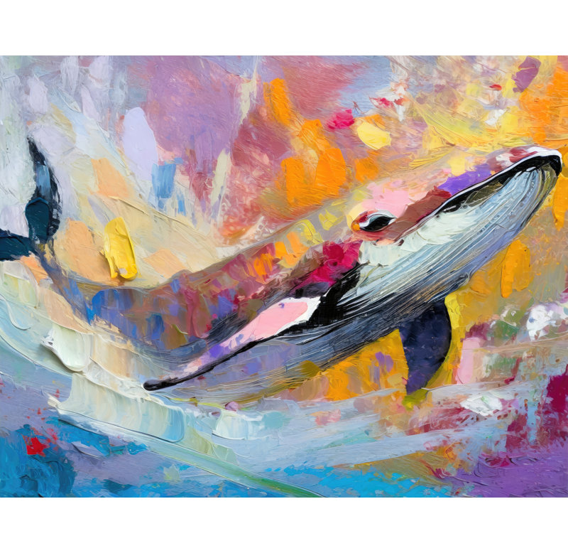 Baleine sur toile par Stephen Chambers, H 20 po x l 24 po x P 1,5 po