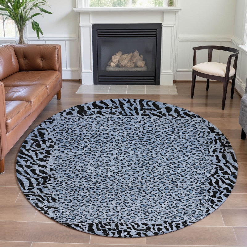 Premium Machine Washable Alvey AMF1230 Animal Skin Rug, Round 8'