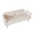 A 69.7-inch-long sofa bed covered in beige velvet fabric, featuring nail head trim and accompanied by a matching throw pillow-1530443135