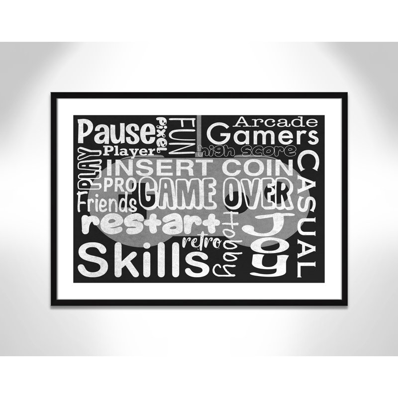 Juvenile Gaming Gaming Love 1, impression sur papier pour enfants, H 25,5 po x l 34,5 po x P 1,19 po, Encadré de boîte noir