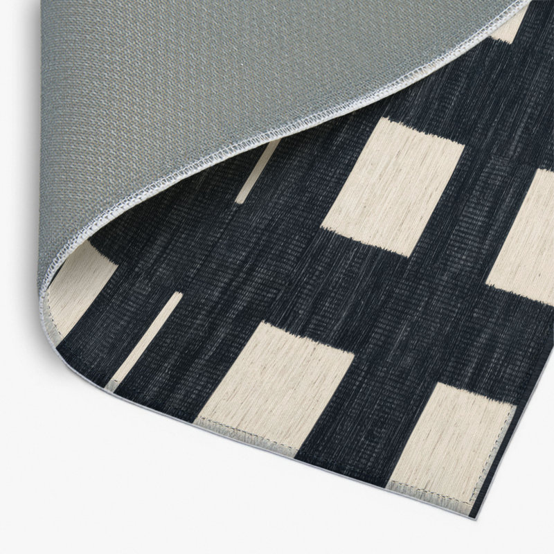 Tapis intérieur / extérieur noir à carreaux, Rectangulaire 2 pi x 3 pi