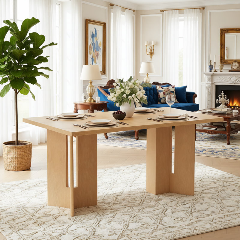 60" Rectangular Kitchen & Dining Room Table, Natural