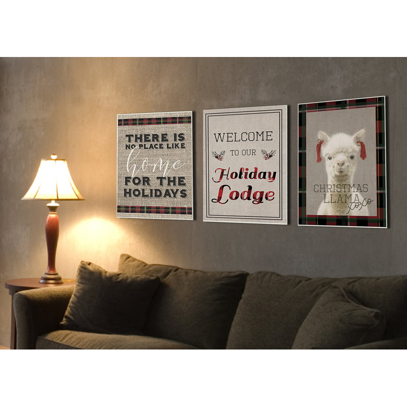 « christmas llama xoxo », impression, H 15 po x l 10 po, Plaque murale