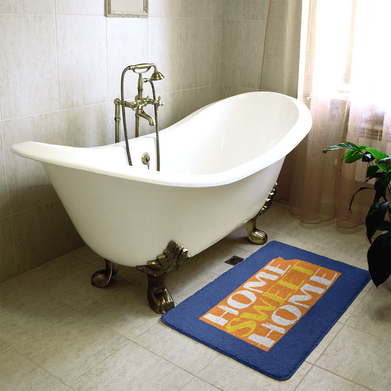 Tapis pour salle de bain kansas doux, l 17 po x L 21 po, Marine / orange