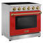Cuisinière électrique professionnelle KOSTCH de 91 cm (36 po) avec surface de cuisson à 5 éléments chauffants, four à convection d'une capacité de 170 litres (6 pi³), four à surface en verre lisse rouge avec accents bronze-134796832