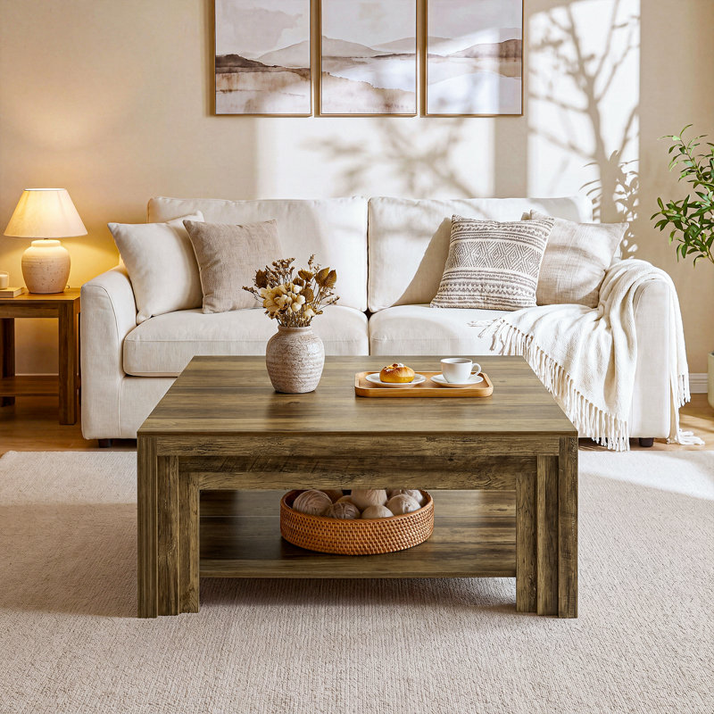 Square Coffee Table with Open Storage