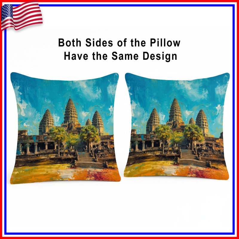 Coussins Angkor Wat, 14 x 14 inches