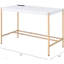 Midriaks White & Gold Finish Writing Desk With USB Charging, For Modern And Minimalist Home Offices.-121068397