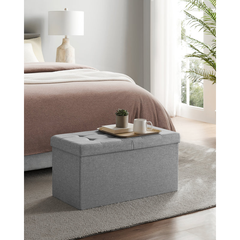 Bonnard 76cm Wide Tufted Rectangle Solid Colour Ottoman with Storage, Grey