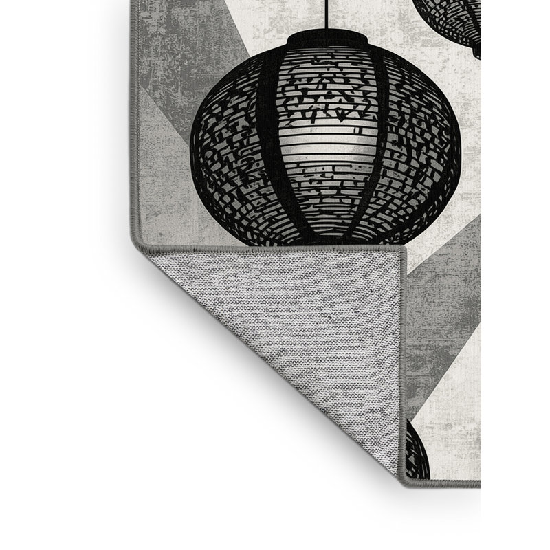 Tapis oriental gris d'inspiration mondiale lavable à la machine Orfelinda, 8x12