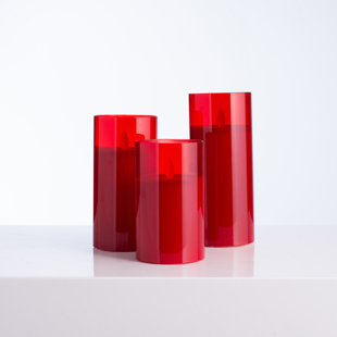 Bougie sans flamme sans parfum avec support en plastique (Ensemble de 3)