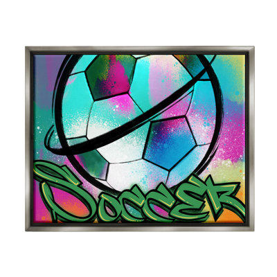 Stupell Industries Urban Sports Soccer Ball Framed On Canvas By Marcus Prime Print In Luster Gray Floater Frame