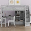 Lit mezzanine avec bureau en L et tiroirs, armoire et escalier de rangement-743351447