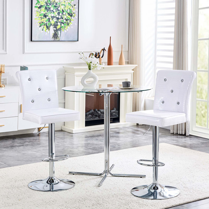 Ensemble de table de bar avec tabourets réglables Modern, Blanc