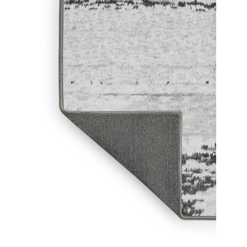 Tapis abstrait gris fait à la machine, Rectangle 7 pi x 10 pi