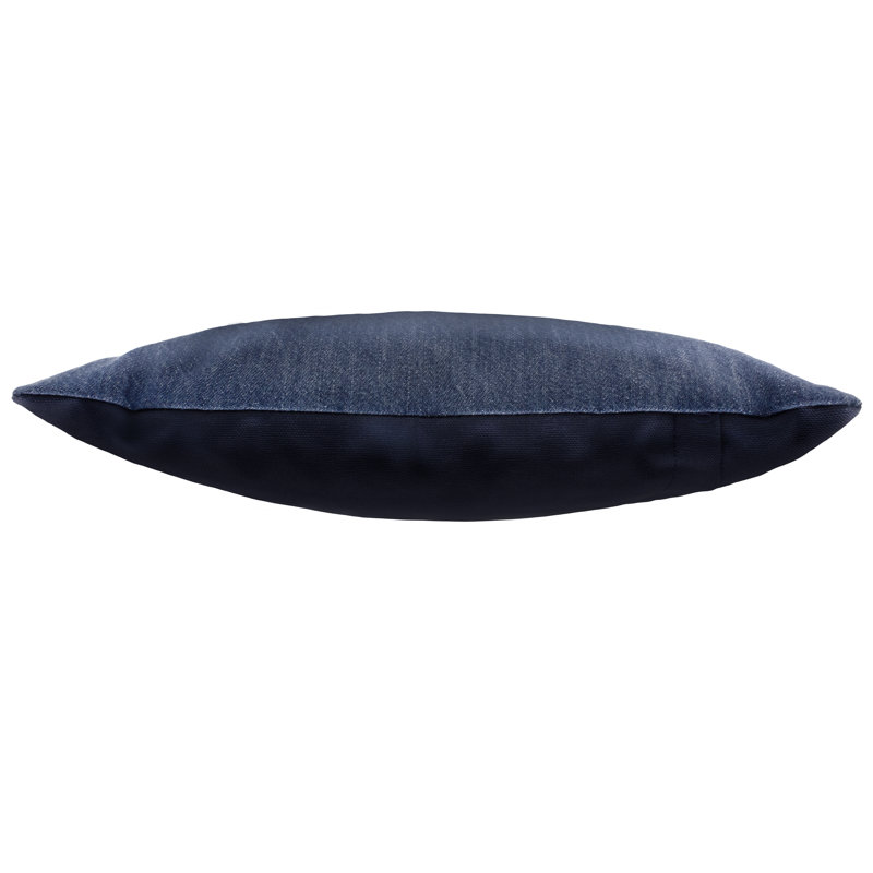 Colton Denim Blue Embroidered Cotton Rectangle Throw Pillow