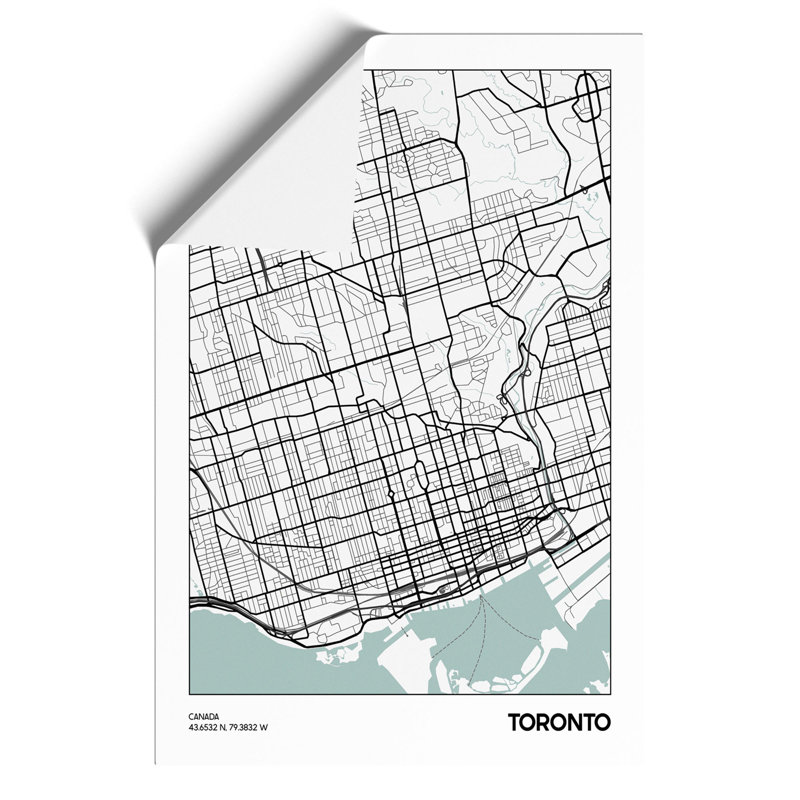 Map Toronto CANADA - Frameless Print, 42cm H x 30cm W x 0.1cm D