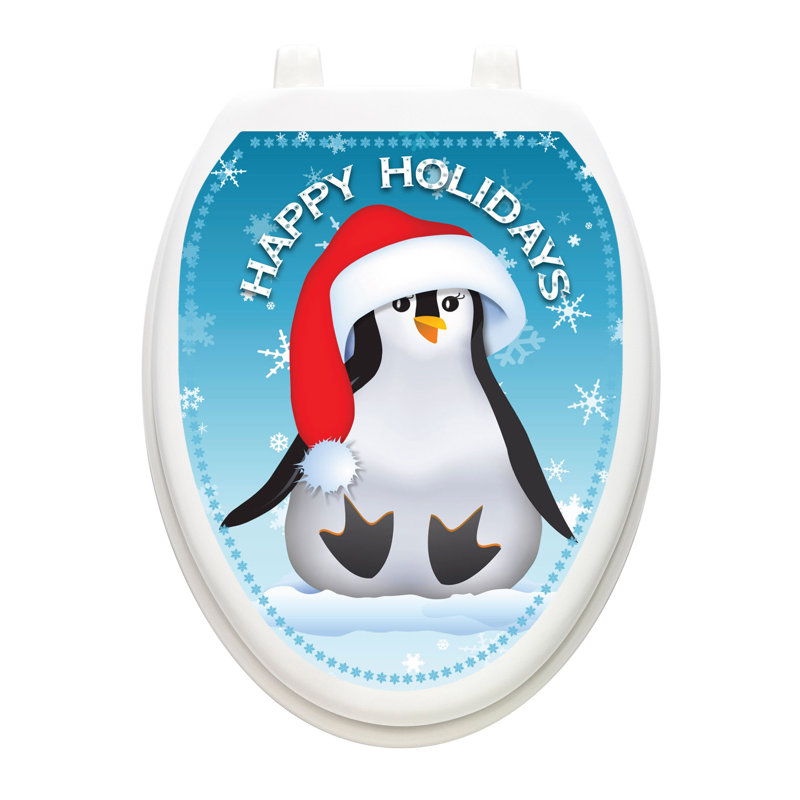 Décalcomanie de siège de toilette Holiday Penguin, Allongé