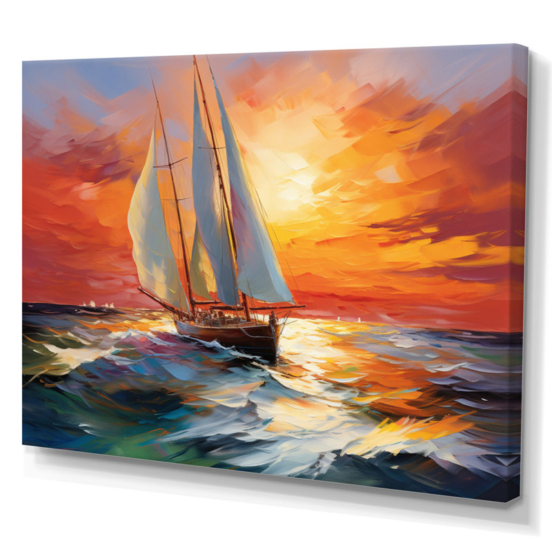 Minimalism Sailboat Rhythms VI - Sailing Boat Wall Art Prints, H 12 po x l 20 po x P 1 po, Toile tendue