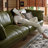 86.61" Green Genuine Leather Modular Sofa cushion couch