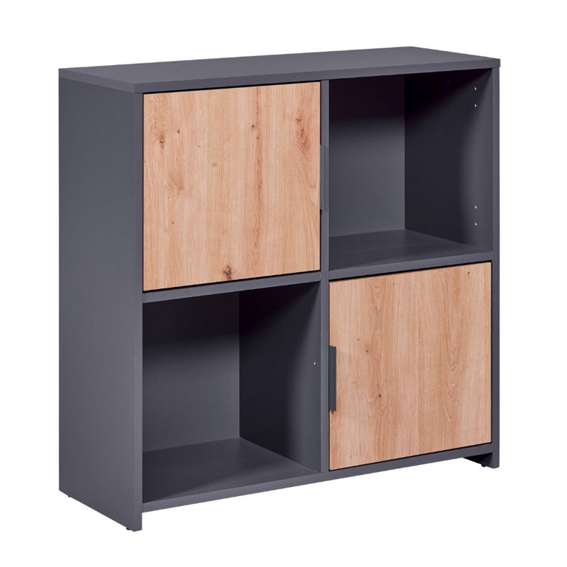 Aksil Bookcase, Grey/Brown/Blue