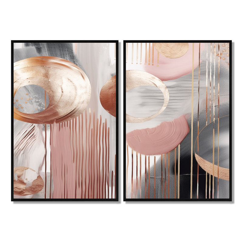 Whispers Of Marble V - Abstrait marbré, impressions sur toile 2 pièces, H 36 po x l 48 po, Impression encadrée flottante