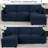 84" Chenille Sectional Sofa With Reversible Ottoman, Modern Couch With Upholstered Cushion, Comfy 3-Seat Sofa For Living Room, Office-2145510452