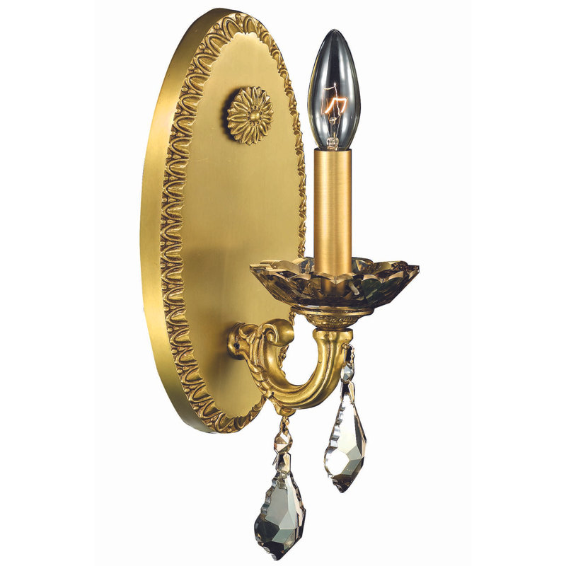 Applique murale 1 lumière Athena avec cristal taillé royal, Étain