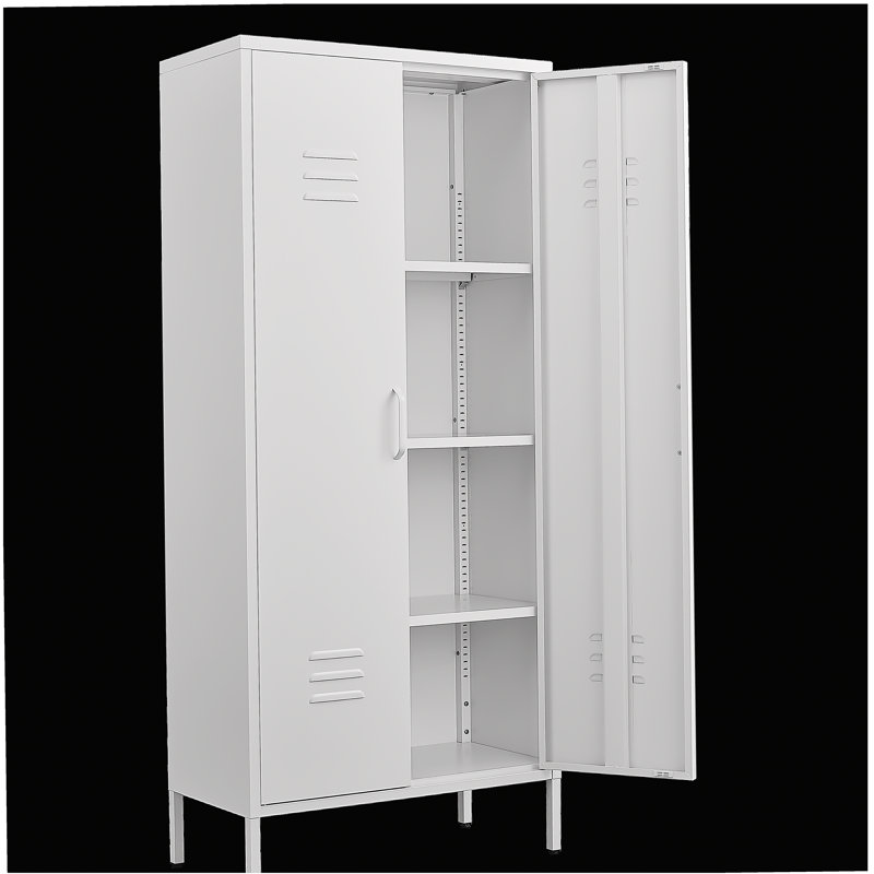 Modern Storage Cabinet with Adjustable Shelves, Magnetic Door Stopper, Aluminum Alloy Handles, and Breathable Design for Home Organization - Ideal for Living Room, Bedroom, or Entryway