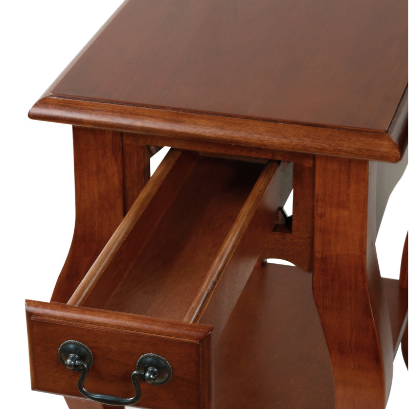 Solid Wood French Cabriole Leg Side Table, Brown Cherry