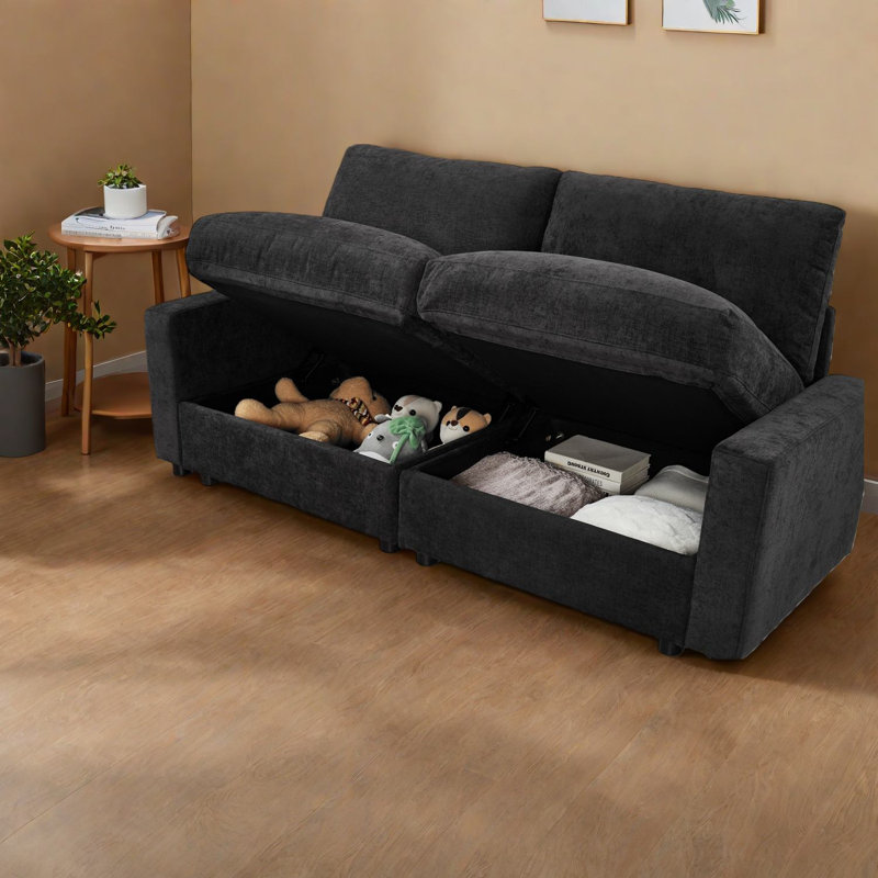 Canapé modulaire en polyester avec rangement en L pour espace de vie moderne