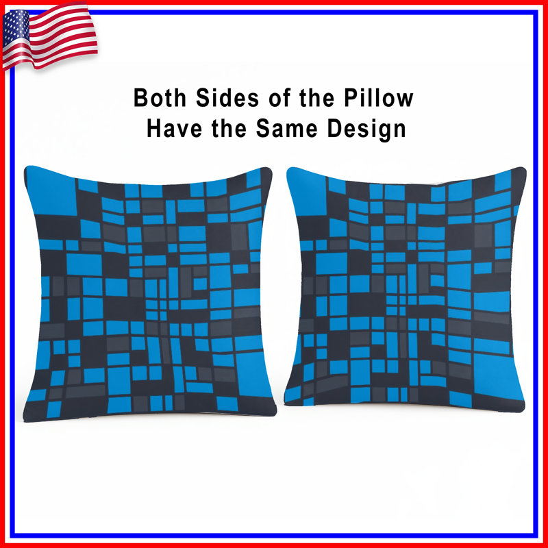 Coussins décoratifs bleus rectangulaires, 14 x 14 inches