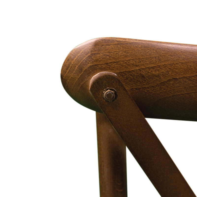 Atkins 43cm H Solid Wood Cross Back Stacking Side Chair, Rustic Oak