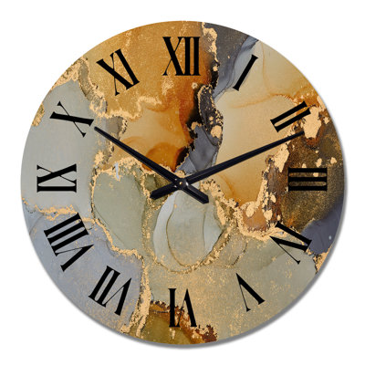 Luxury Abstract Fluid Art I - Modern Wall Clock