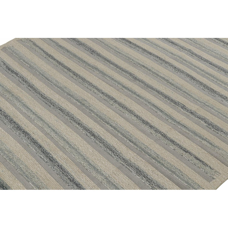 Scandinavian Handmade Kilim Wool Geometric Area Rug, Rectangle 10' x 14'