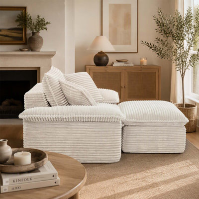 Canapé surdimensionné de 47 pouces avec siège profond et repose-pieds modulaire à 2 couches, canapé modulaire pour une vie confortable