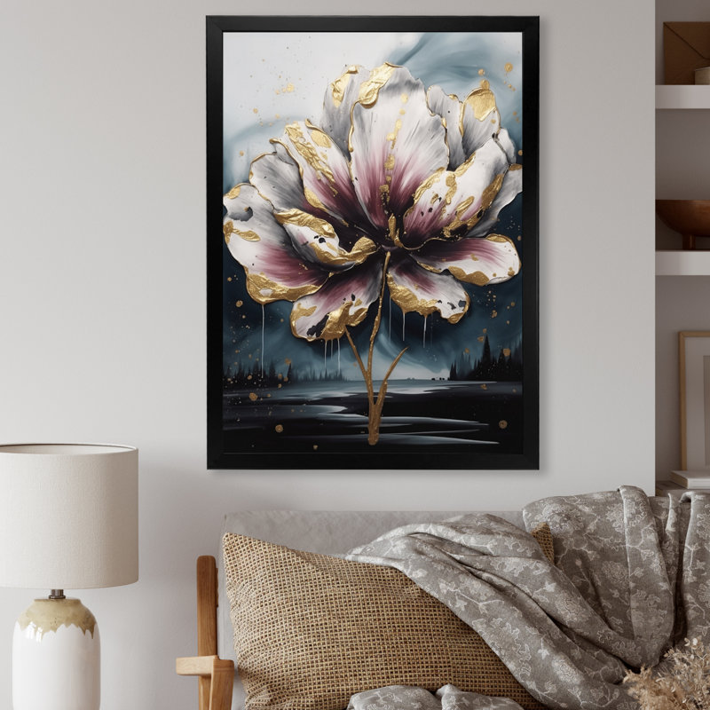 Tapisserie de tulipe rose II sur toile, Cadre photo noir, H 20 po x l 12 po x P 1 po