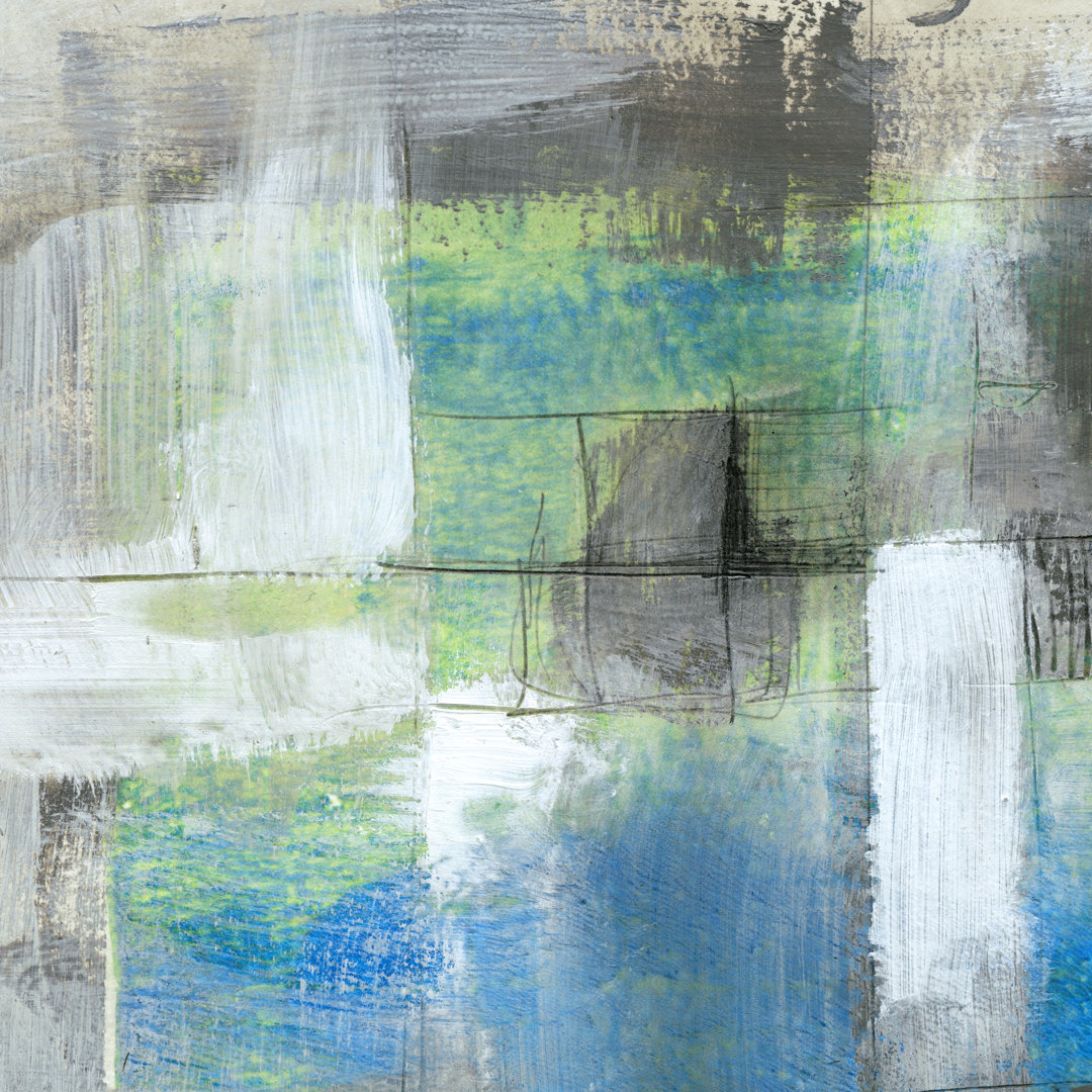 White on Blue I by Jennifer Goldberger - Wrapped Canvas Painting